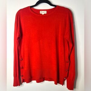Marled Red Sweater Long Sleeves Side Button Detail SZ XS EUC